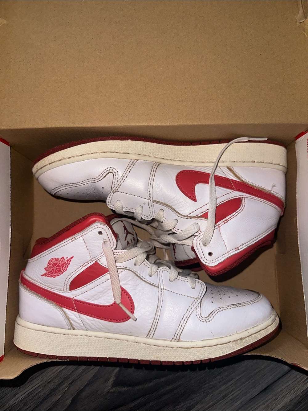 Jordan Kids High-Top Sneakers in White and Red